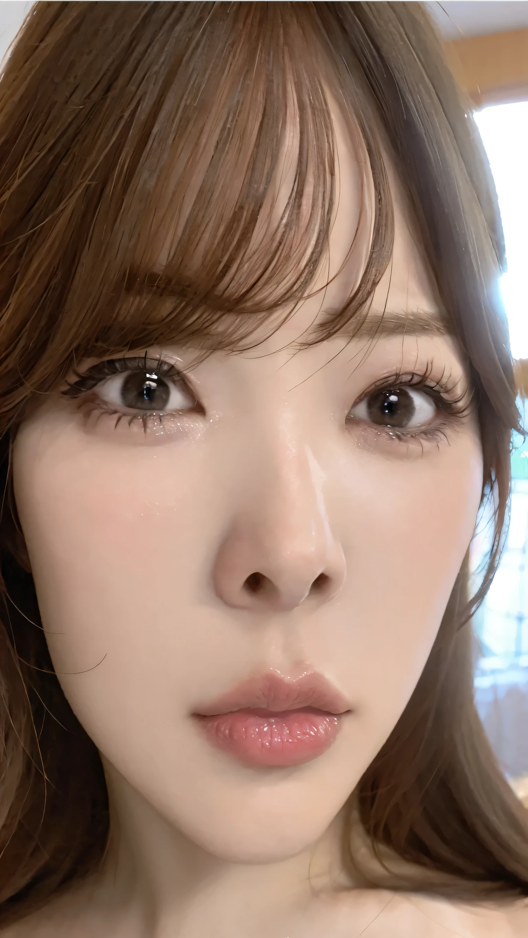 Symmetrical and beautiful face with beautiful nostrils、 close up her nostrils 、Her cold gaze、Face zoom for the entire face、There are no problems with firm facial parts。 high quality close-up 、 Face Up 、 VERY REALISTIC SKIN 、 Very Well-Faced Woman 、 4 angry women 、 An angry raised eyebrow 、 She's staring into our eyes 、 Very angry look 、 、 completely naked、 、I'm naked 。 . . The background is simple , face up from the front