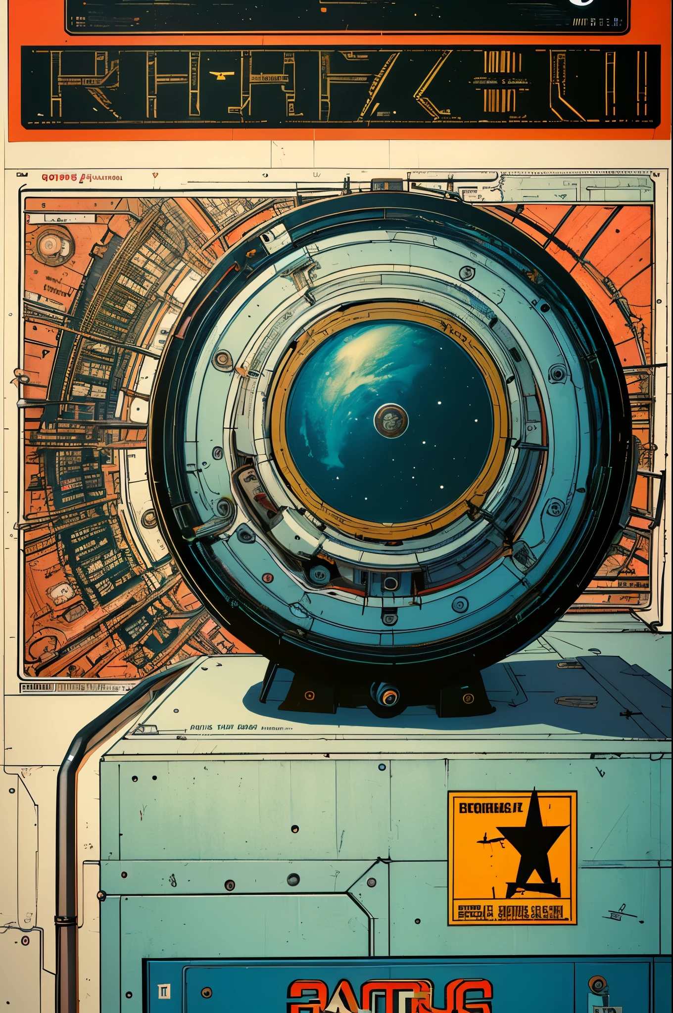 (((masterpiece,best quality))),32K Wallpaper,((( very detailed poster))),retro vintage,sci-fi,(((space thriller cinematic movie poster))),(((Bauhaus))),(((mid-century modern))),(((integral))),(((substance))),