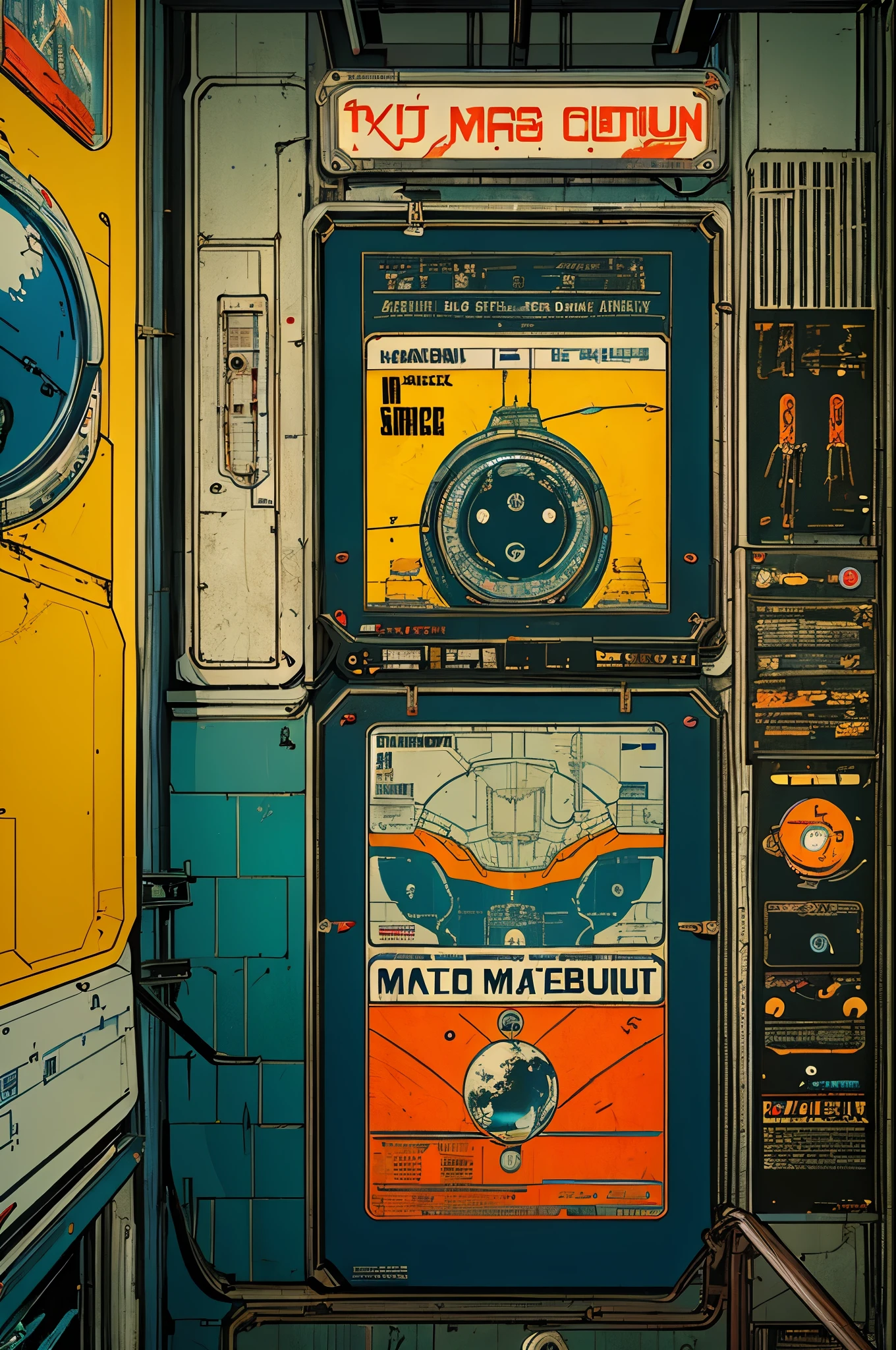 (((masterpiece,best quality))),32K Wallpaper,((( very detailed poster))),retro vintage,sci-fi,(((space thriller cinematic movie poster))),(((Bauhaus))),(((mid-century modern))),(((integral))),(((substance))),