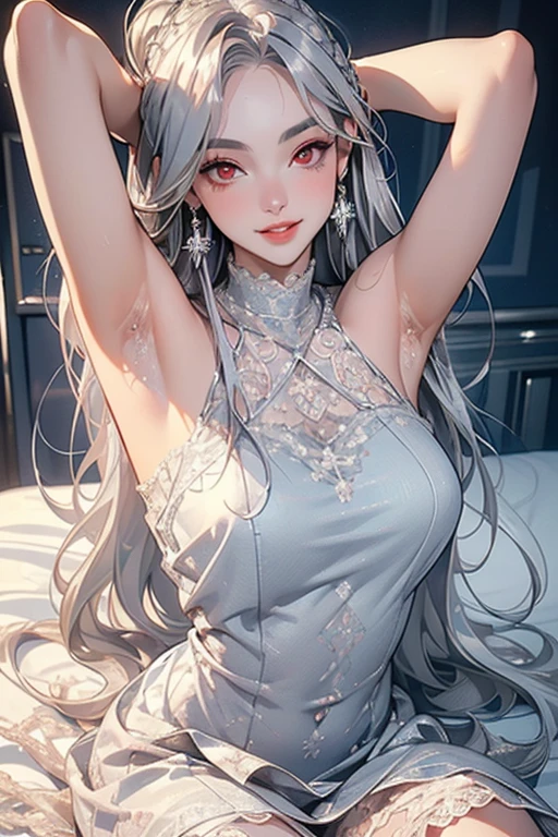 Anime beauty wearing white top and black panties on bed Sexy body Smooth translucent white skin Big: 2.5 beautiful eyes double eyelids pajamas bed (sultry) Bikini --auto --s2