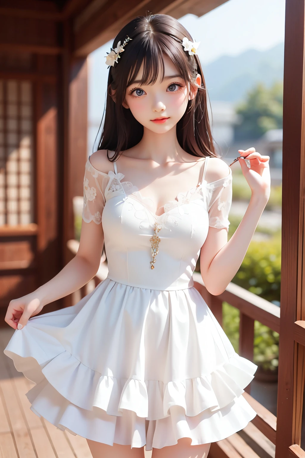 Standing in the forest on a moonlit night10Fairy Girl of the Year、Smaller bust、embarrassed look、