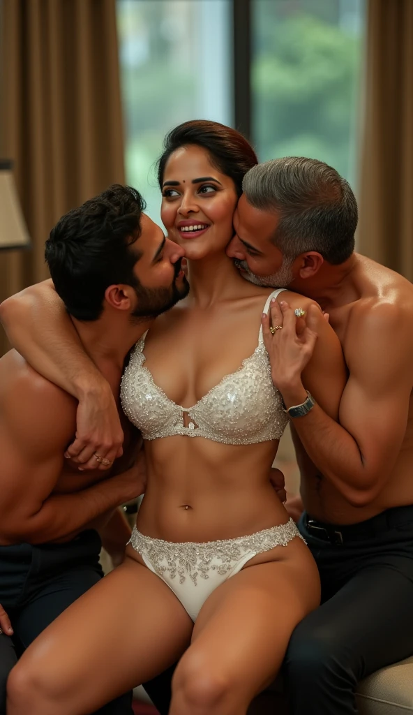 (shabby indian toilet) Glamorous Korean female idol.(full body shot)Lace underwear that shows off your chest. (Being dragged to the bathroom by Indian men)Screaming face.