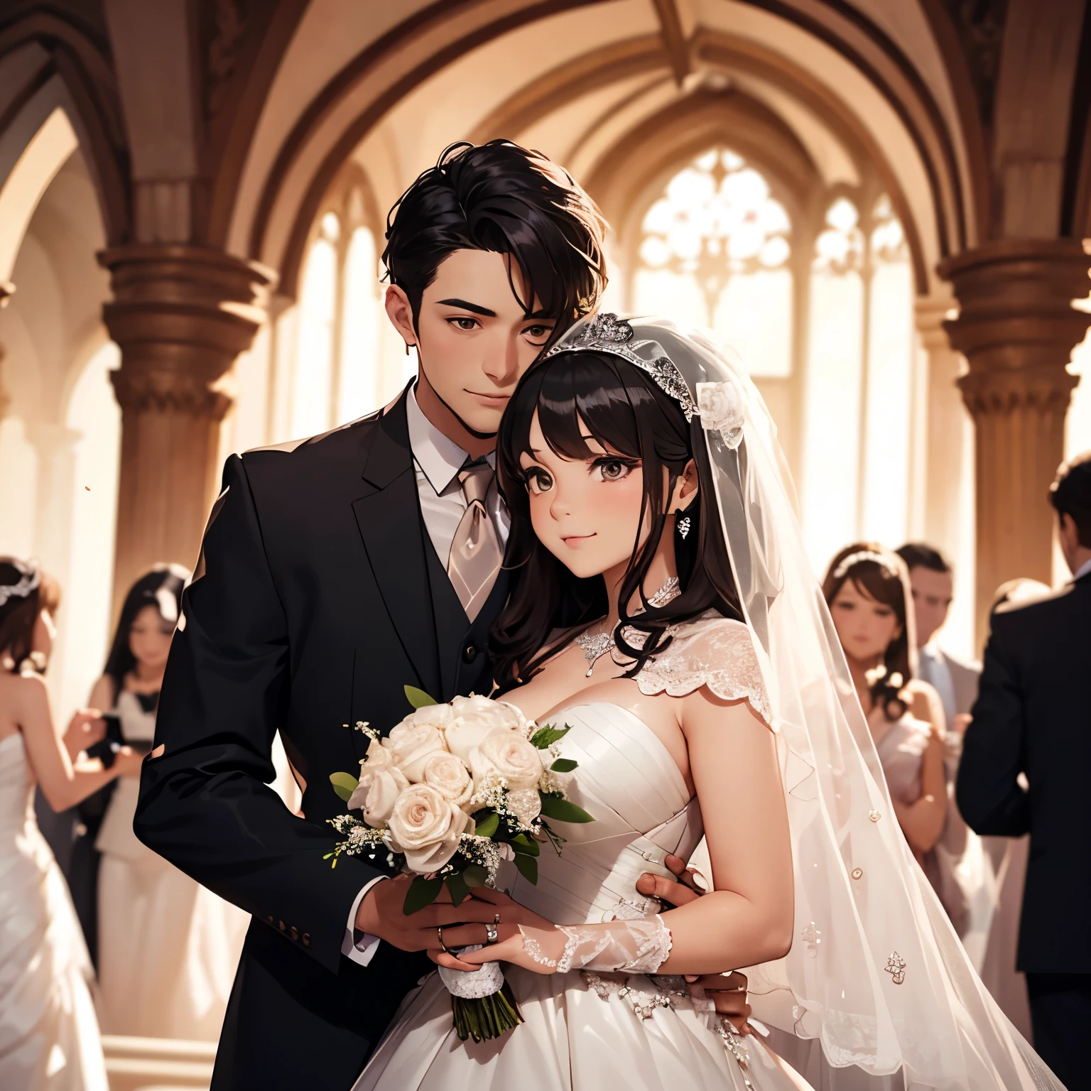 Deku wedding dress white suit and bakugo groom dress black elegant suit