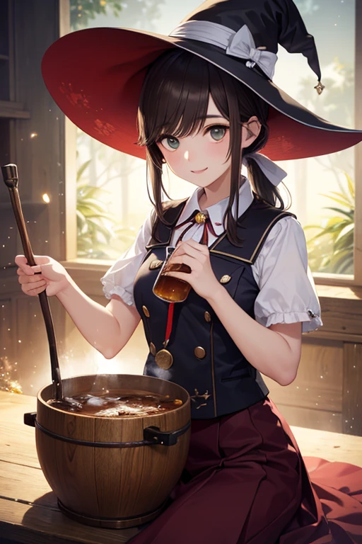 Witch, cute, cool and bad, eating hot pot, intricate details, 3D --auto --s2