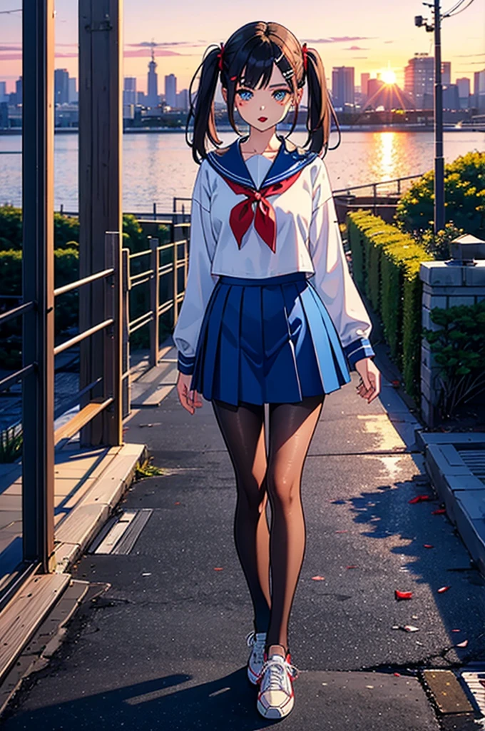 Rumiko Takahashi, James Jean, Surreal, mysterious, strange, fantastical, fantasy, Sci-fi, Japanese anime, summer vacation country, night and concrete, transparent giant, miniature garden terrarium, miniskirt beautiful high school girl, perfect voluminous body, detailed masterpiece