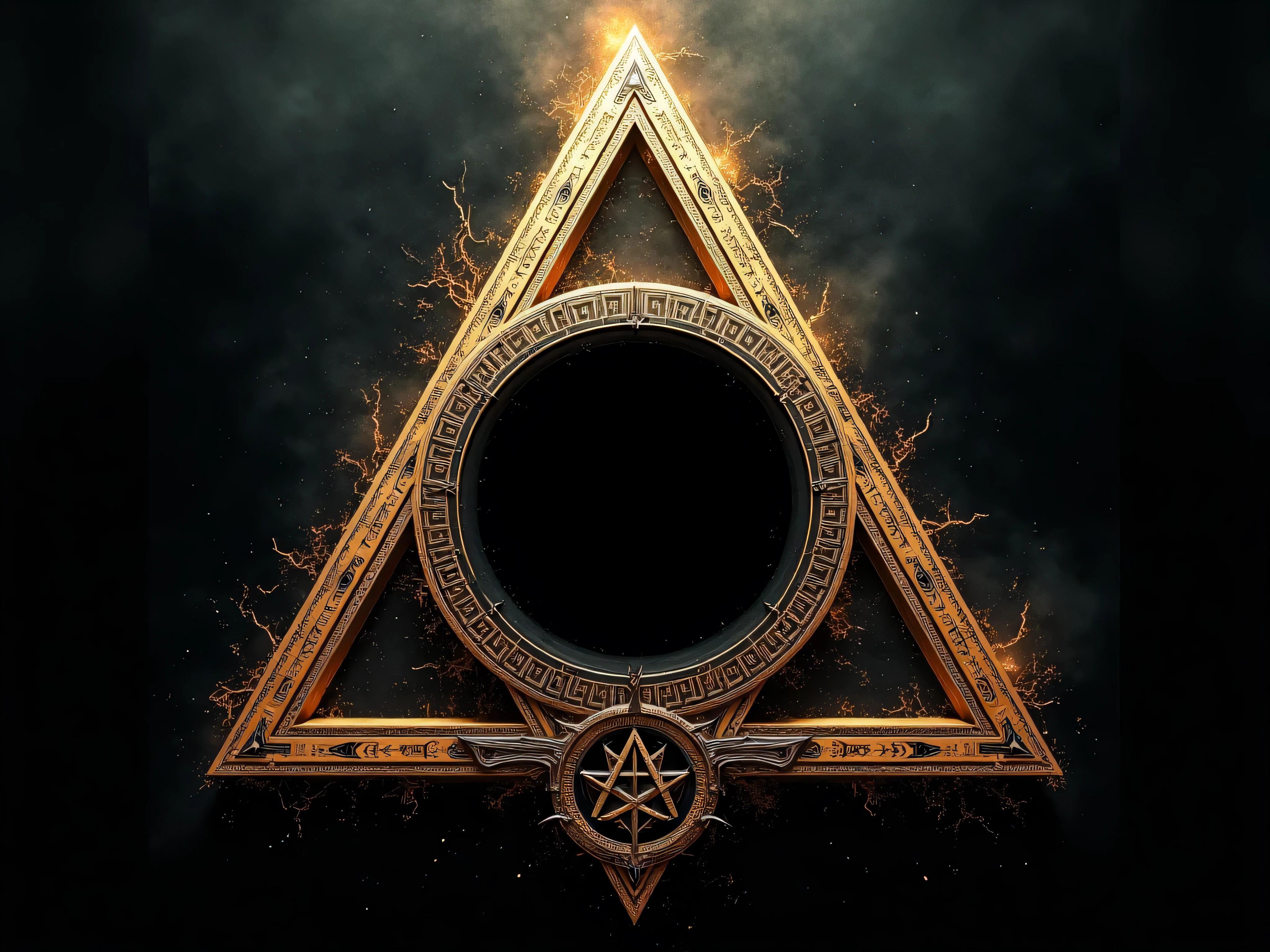 Evocation upside down inverted nabla triangle with black portal in the center for magical sigils goetia quimbanda satanism luciferianism high magic chaos magic pathworking