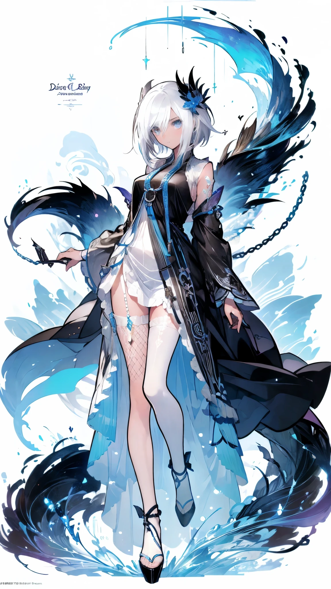(best quality), {masterpiece}, {very detailed}, {super detailed}, {high resolution}, {absurd}, 1 girl, solo, anime, full body shot, punk jacket, blue eyes, [[[[brown diagonal ponytail ]]]], ((simple white background)), (standing style), cold, standing, hand pocket, (dynamic) (fine beautiful face and eyes), cowboy shot, ((full body)), volumetric lighting, ((())), small area starry sky background, petals flying in the air, Small range of movement, short man, hot pants, chains