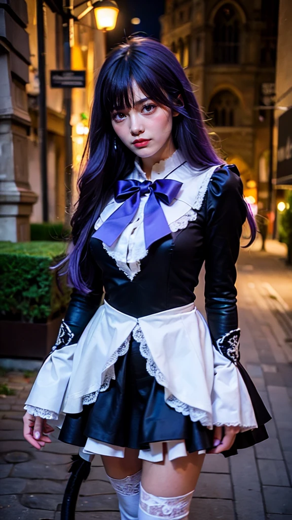 Charming Japanese style beauty、Brown hair、Evil Female Executive、Night city、Move ki、The Darkness、seductiv、brainwash、Retrofit equipment、Evil Fall、wicked、darkness、Purple Eyeshadow、black pantyhose、Evil Bride、Black pleated skirt、Dark