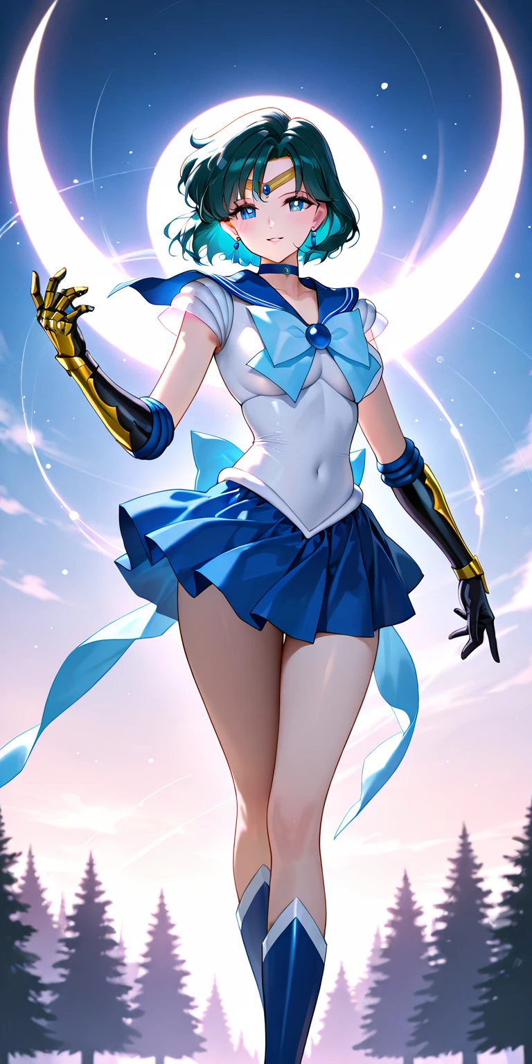 1girl, sailor Uranus, bishoujo senshi sailor moon, elegant detailed eyes, detailed facial features, long eyelashes, beautiful detailed lips, elegant detailed pose, highly detailed, masterpiece, 4k, hyper realistic, photorealistic, cinematic lighting, dynamic composition, intricate details, vibrant colors, soft dreamy atmosphere, magical girl fantasy, full body shot, blonde, harukasm, sailor senshi uniform, leotard, miniskirt, blue skirt