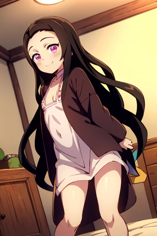 ((highest quality)), ((masterpiece)), (be familiar with), perfect face, indoor, Bedroom, looking at the viewer,
one woman, Kamado Nezuko,
open mouth, ecstatic expression, blush, smile,
small breasts, flat chest, young girl, , , girl,
long hair, black hair, pink eyes, long hair,
Completely naked, Nipple exposed, Sex with a man with a big cock, 膣内ejaculation, semen splashes, Insert a into your, sex in missionary position, , spread legs,