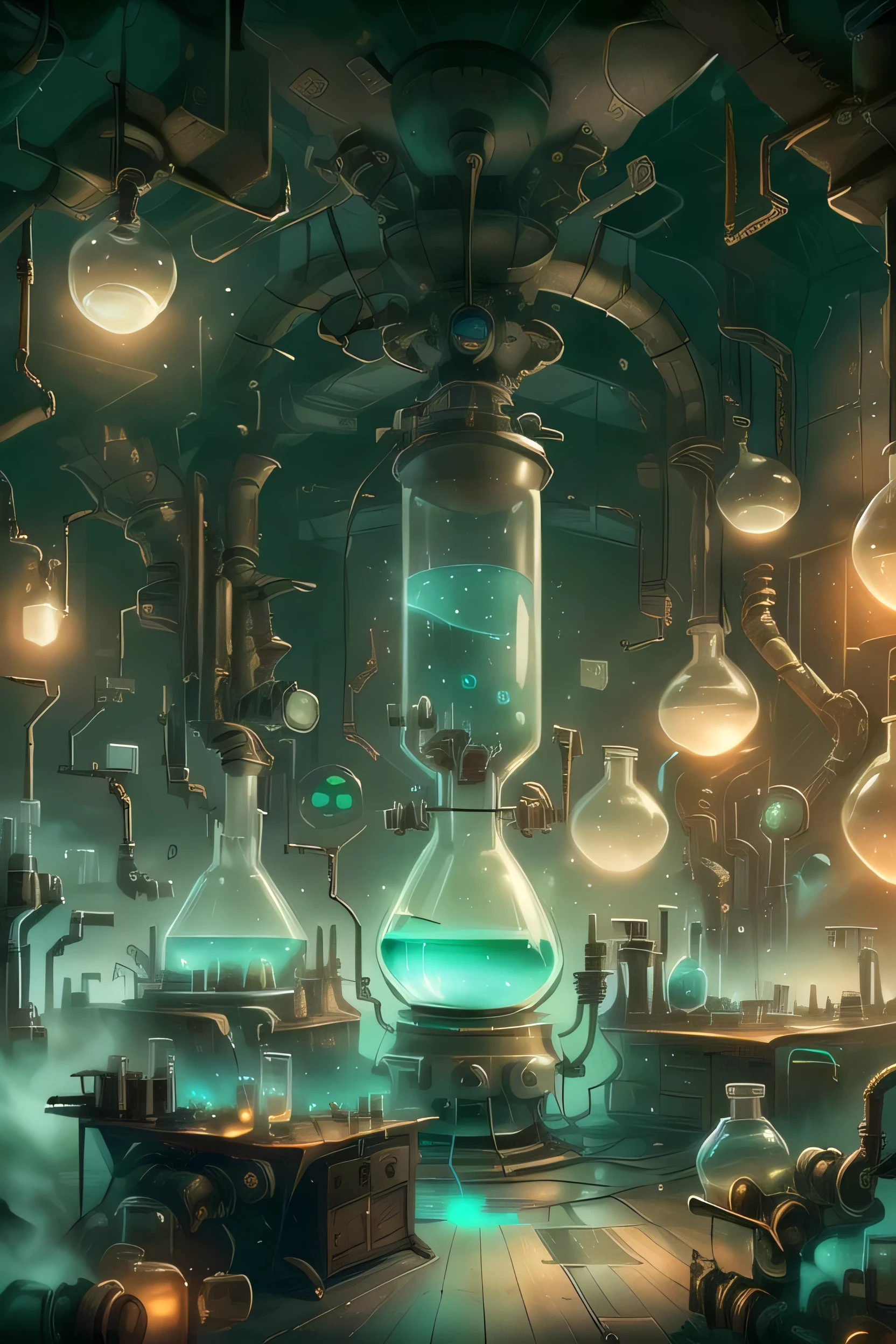 a highly advanced secret laboratory, large industrial complex, futuristic architecture, cutting-edge technology, complex machinery, glowing computer screens, intricate control panels, rows of test tubes and beakers, scientists in white coats working diligently, advanced scientific experiments, mysterious atmosphere, dramatic lighting, cinematic camera angles, moody blue and green color tones, photorealistic, 8k, highly detailed, masterpiece
