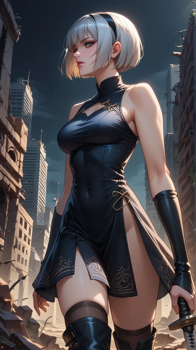 Beautiful woman in intricate Vintage Hollywood Sci-Fi Outfit
