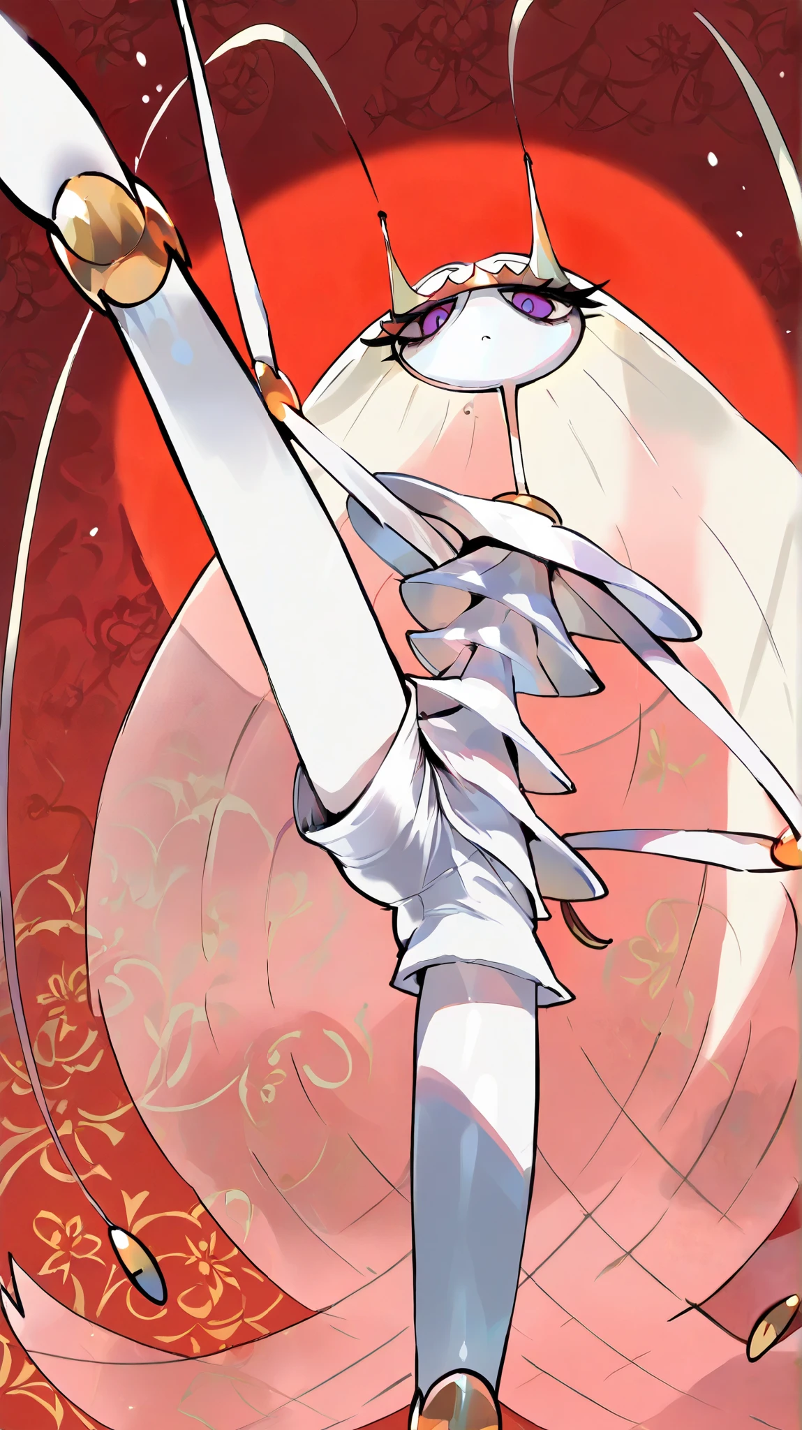 beatiful face, feet,best quality,tonemapping, sharp focus, hyper detailed,(pheromosa),best quality,beautiful,pokemon,(2 fingers),(Clear eyes),solo,detaileds,8K,(slender:1.3),red wallpaper,jumping kick

