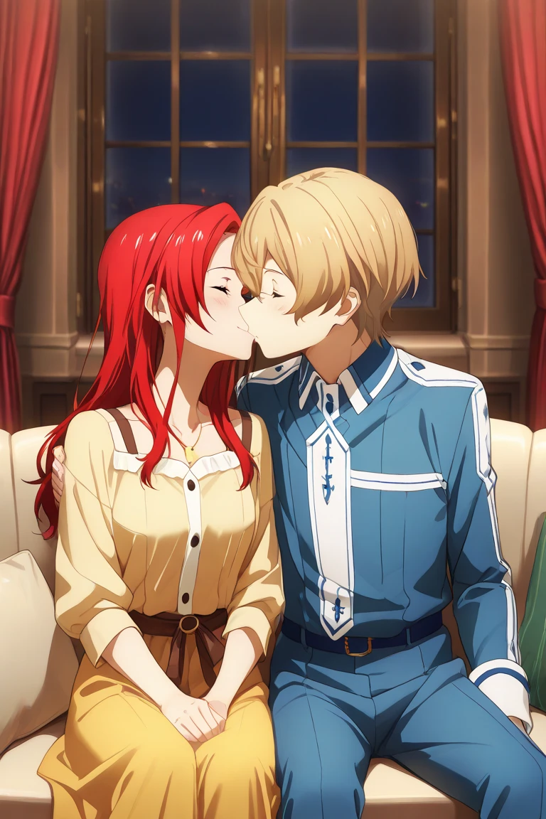 masterpiece,high quality,solo,indoors,
<lora:jeridandmouar001:0.7>,
ADDBASE,2 people,hug,kiss,
jeridmessa,1man,
regent,blonde hair,blue eyes,
military uniform,black jacket,ascot,
ADDCOL,2 people,hug,kiss,closed eyes,
mouarpharaoh,1woman,
short hair,green hair,lipstick,
black jacket,military uniform,