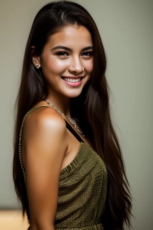 RAW photo, face portrait photo of beautiful 26 y.o woman, cute face, wearing black dress, happy face, hard shadows, cinematic shot, dramatic lighting