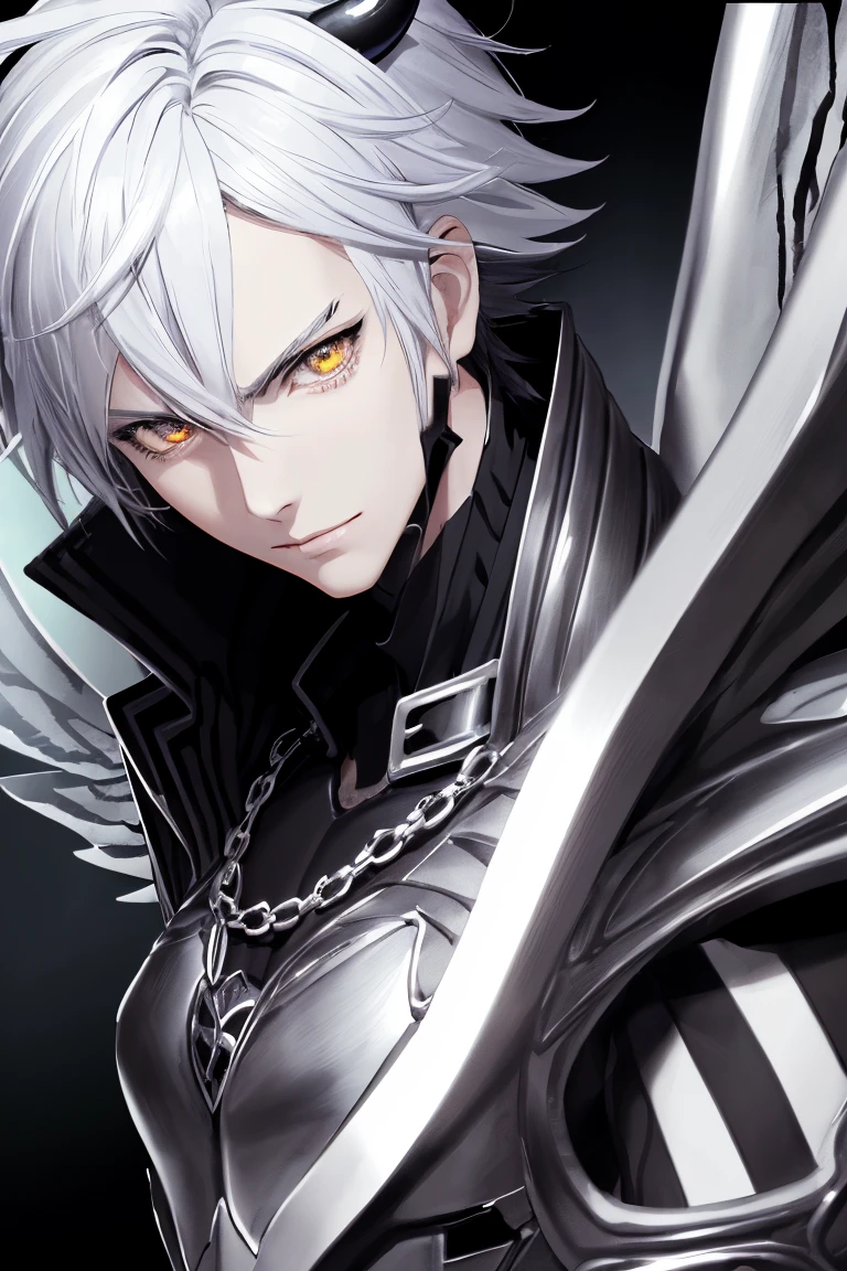 Vampire white hair and eyes male with fur coat