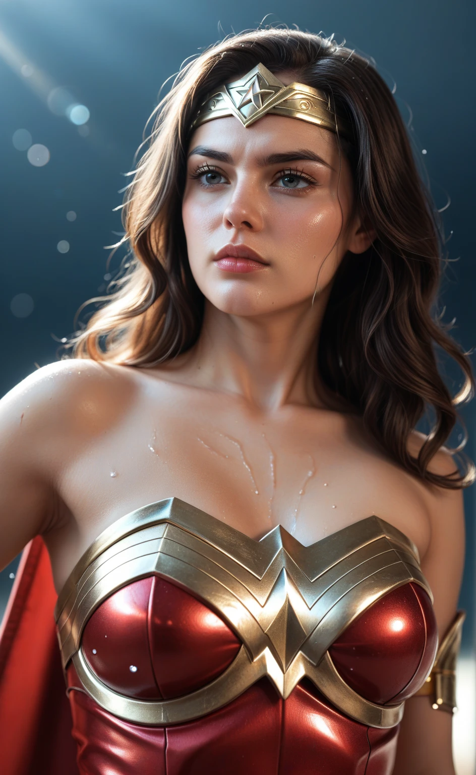 Cinematic soft lighting illuminates a stunningly detailed and ultra-realistic Wonder Woman that is trending on ArtStation. Octane is the perfect tool to capture the softest details of this 16k photography masterpiece