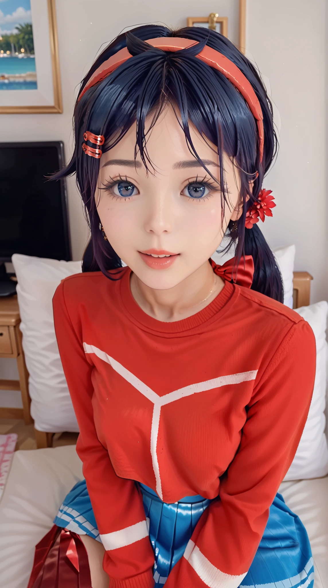 arafed woman with a number on her head with a number on her head, ruan cute vtuber, sie boob, korean girl, tiktok video, 1 8 yo, she has a cute face, she has black hair with bangs, korean woman, sun yunjoo, beautiful south korean woman, sexy :8, anime girl, masterpiece, high quality, high resolution.