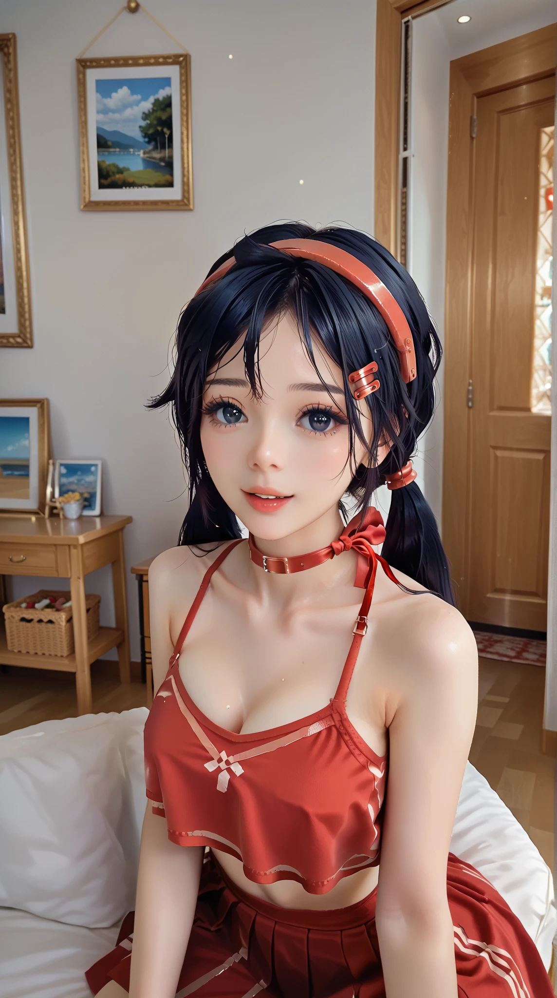 (best quality,4k,8k,highres,masterpiece:1.2),ultra-detailed,realistic:1.37,beautiful detailed eyes,beautiful detailed lips,extremely detailed eyes and face,longeyelashes,sexy woman with black hair in a bun,seductive eyes in intense gaze,mouth open with deep blush,flustered expression, beautiful long neck and collarbone,medium chest with cleavage,wearing a blue saree,lustful expression,sultry pose