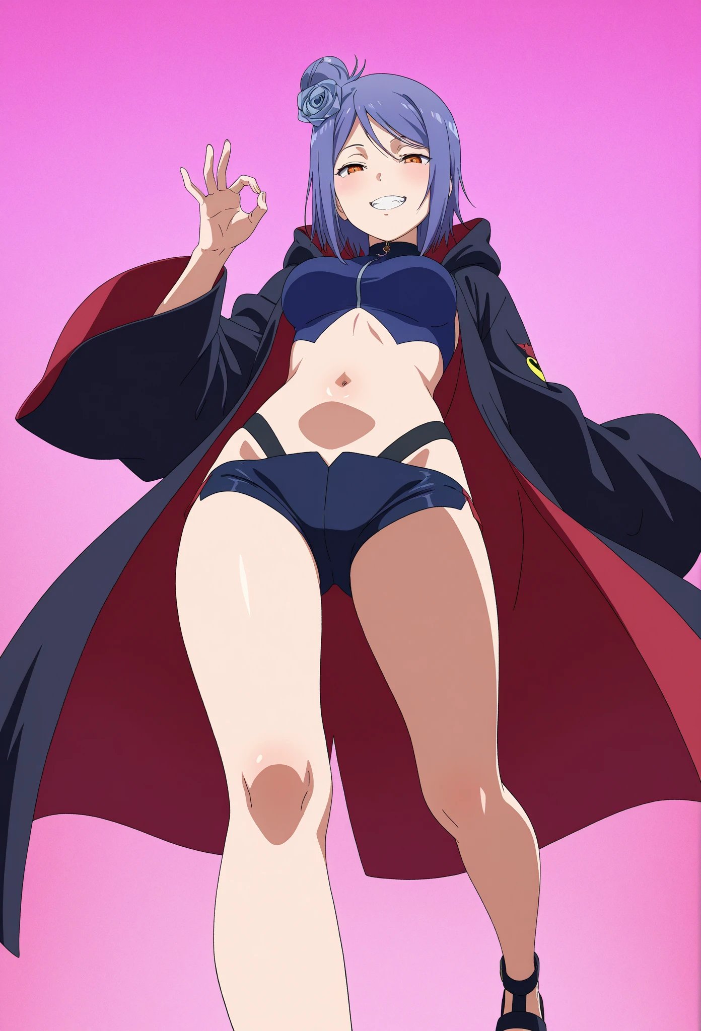 straight-on,pose,looking at viewer,BREAK,
ANIME_etou_ranze_ownwaifu,www.ownwaifu.com,
long hair,blue eyes,bangs,blunt bangs,breasts,small breasts,very long hair,nipples,navel,pussy,pubic hair,very long hair,eyelashes,
cape,naked cape,blue hair,black cape,no panties,gem,jewelry,
(retro artstyle,1980s_(style)),
<lora:ANIME_etou_ranze_ownwaifu:0.8>, BREAK, official art, highres, scenery, (masterpiece:1.1), (best quality,:1.1), (high quality:1.1), (anime screencap:1.2),