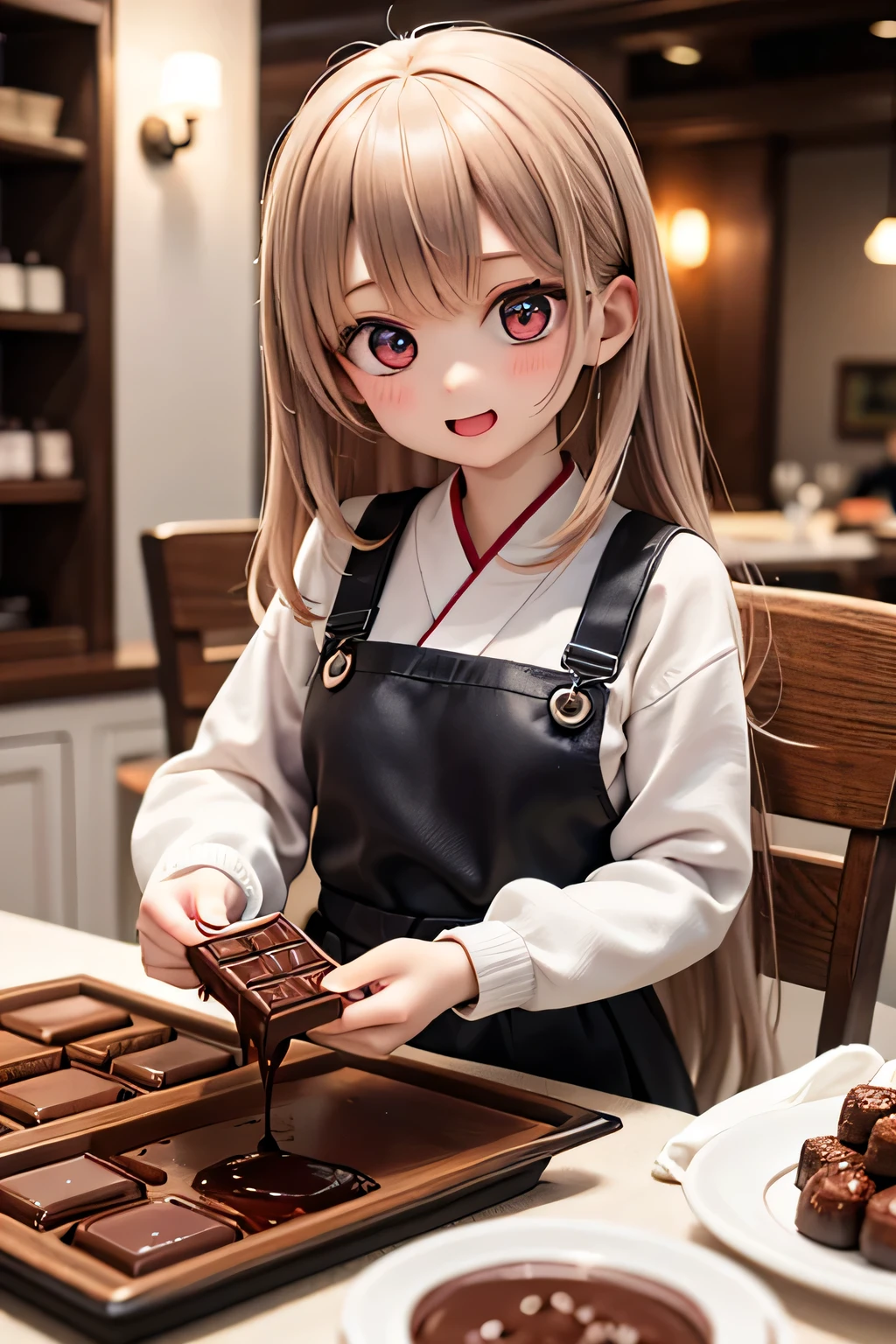 top quality、 Hi-Res、( high image quality:1.2)、 Masterpiece、 detailed background、age beauty、 big size、( Highly Detailed Face:1.2)、 detailed expressions 、( Details:1.2)、 anatomically correct、Normal number of fingers、Overall, the atmosphere is bright, fresh, and happy、( two girls enjoying the chocolate festival :1.5)、The moment you step into the venue 、 be wrapped in the scent of sweet chocolate 、 take a deep breath without thinking 、「 happy?!」I promise 、 stand lined with colorful chocolates 、 chocolate by production area 、Truffles、 chocolate Fountain... I'm at a loss as to which one to eat 、 Chocolate fountain with melted chocolate flowing slowly 、 marshmallows and strawberries in time 、 and great excitement ! hot chocolate booth where the scent of cacao spreads 、 drink warm chocolate 、 relax your mind and body 、 eat and compare various types of chocolate at the chocolate tasting corner 、「 this bitterness is the best !」「 here is a fruity scent !」 with one bite 、 chocolate demonstration corner 、 Let your eyes shine through authentic chocolate made by a craftsman roasting cacao beans、 Take pictures with friends with colorful chocolate sweets to make memories 、 chocolate art experience 、 pour chocolate into a shape of your choice and decorate with color spray ! chocolate from around the world and 、 excited about original Japanese flavors 、Luxurious「Chocolate Tower」Commemorative photo in front of、 sweet} It's like a fun and fun dream Pass through 、「 I'll definitely come back next year !」 with a smile 、 cute