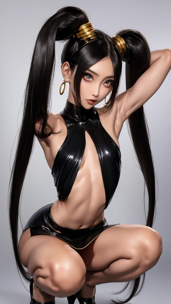 1boy, hair of appropriate length, slightly fat, kneeling, on all fours, cat ears, cat tail, ultra-short group, bare shoulders, open navel, chest wrap, small breasts, open mouth and tongue, breath, beautiful face, vivid expression, moist eyes, white stockings, boy, cute, sexy, young, barefoot, expensive jewelry