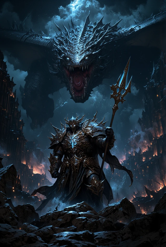 "Between the realms of the living and the dead lies the Twilight Monastery, a place where spirits pass to the afterlife, guided by the silent vigil of the Phantom Lotus Knight. Wrapped in robes of shimmering silver, reinforced by spectral samurai armor, he drifts through an endless field of floating lotus petals. His presence disturbs neither time nor space, his existence a mere ripple in the dreamlike reality that surrounds him. His katana, forged from crystallized moonlight, glows with the grace of countless lifetimes spent in service to the unseen. His mount—a ghostly kirin with antlers wreathed in soft golden flames—moves without sound across the mirrored surface of a midnight lake, reflecting an endless sky of swirling constellations. But the stillness shatters as ethereal oni warriors rise from the mist, vengeful spirits seeking passage into the world of the living. The knight draws his blade—his duty is clear."