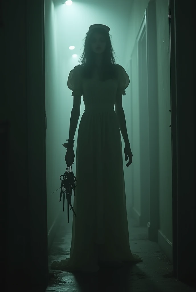 ((masterpiece)),((best quality)),8k,high detailed,ultra-detailed,intricate detail,1girl,upper body,gossghost,(long tongue:1.5),tongue out,suspended in an otherworldly space.  The room is dimly lit, casting eerie shadows, and the spectral figure stands amidst the gloomy office environment. The composition is asymmetric, emphasizing the unsettling presence of the spectral entity. Maxon Cinema 4D rendering captures the tension in this surreal office nightmare.<lora:gossghost:1>,