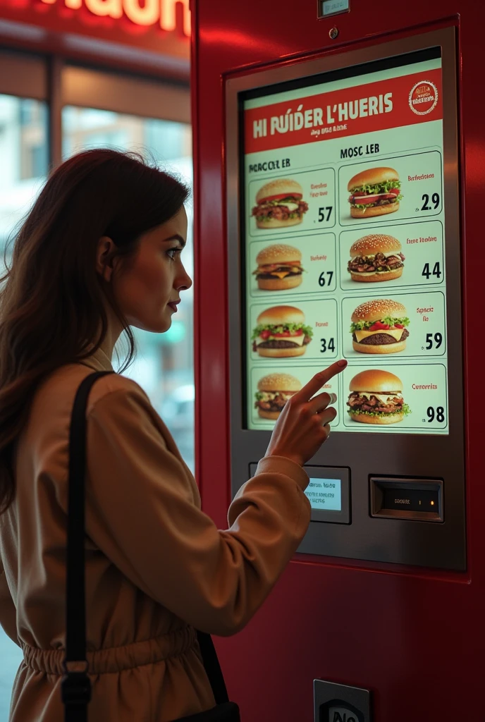 cute woman is sexy nude, ameture found footage, iso 600, fstop 2, moody, analog photo, caught on film, llarge breasts, nipples, detailed skin, long office hallway in the background, vending machine with lits, glass window, meat inside machine for sael, meat vending machine,