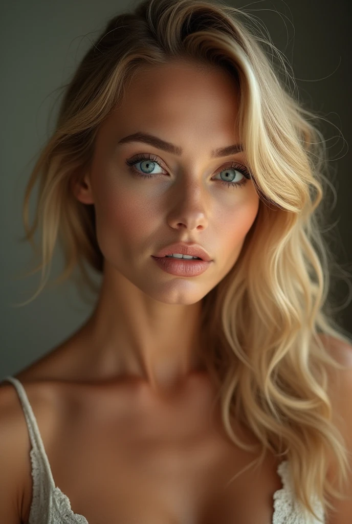 beautiful young woman,30 years old,long blonde hair,blue eyes,clear face,ponytail,hyper realistic,photorealistic,8k,extremely detailed face and skin,high quality,masterpiece,studio lighting,cinematic lighting,warm color tones,elegant,serene expression,shallow depth of field,portrait