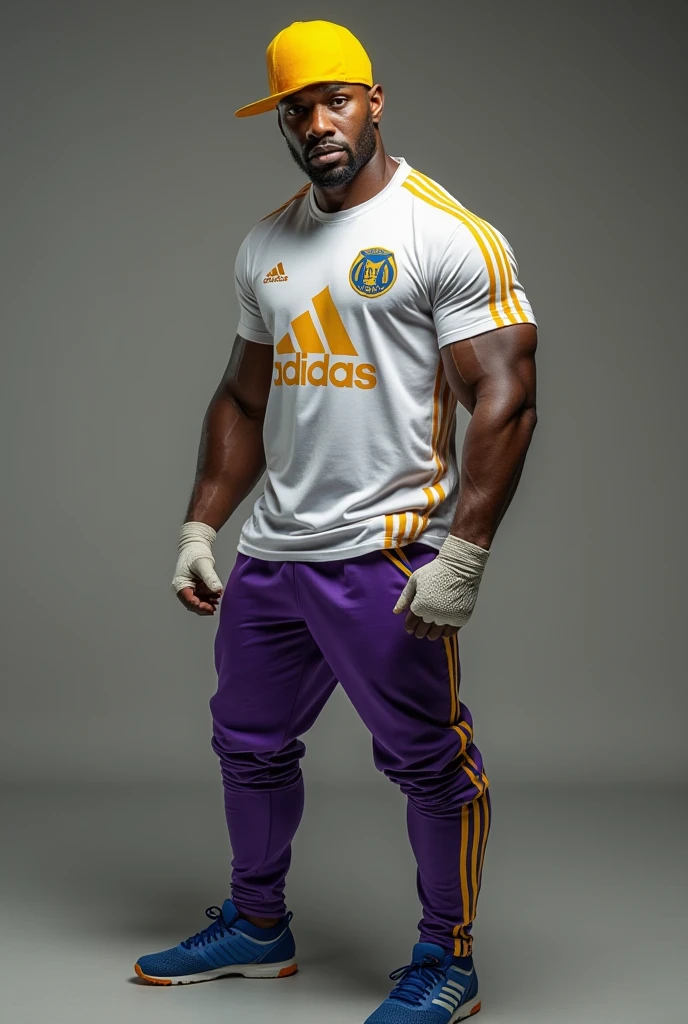 Jogador de futebol, altura de 220cm, negro, forte