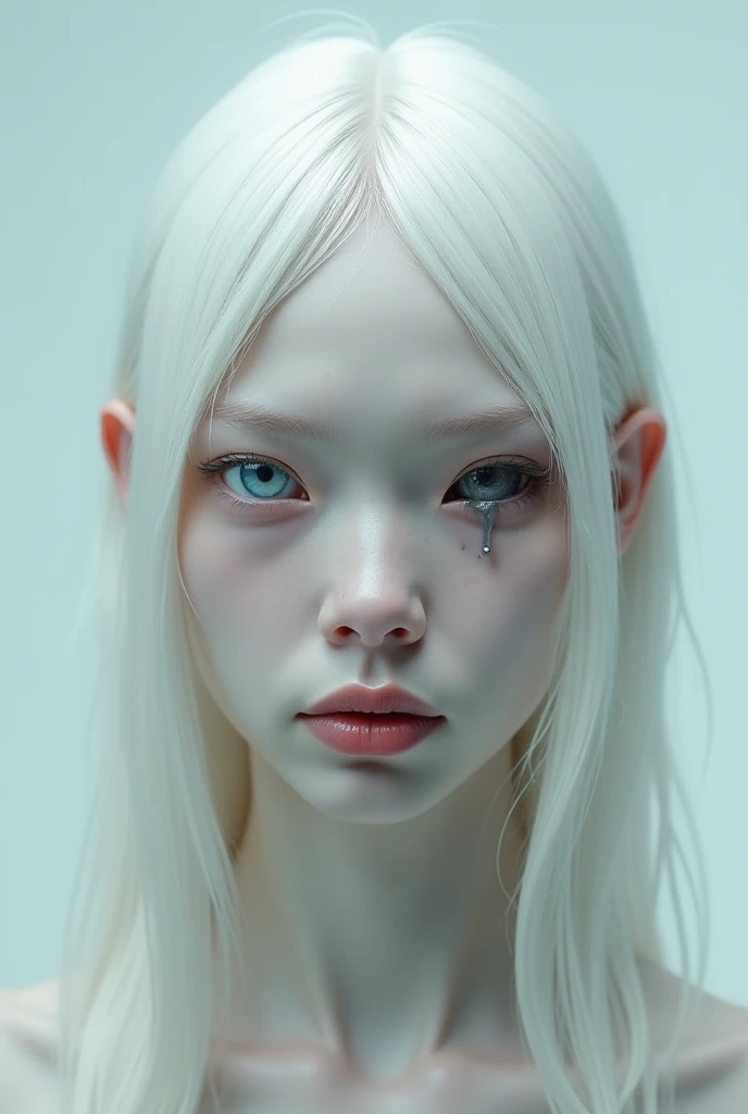 (best quality,highres),multicolor,1 girl,dark night,ash gray hair,(detailed gray eyes),looking at the viewer,upper body,face-to-face audience,limited palette,black background,turquoise light.Superhero girl (“Elle Fanning”), (slender body: 1.3), (full height), (beautiful legs), (small round peach breasts), (sexy). Shining, sparkling, neon, (Correct anatomy: 1.4), Open bikini. A very beautiful, well-groomed girl, with clear skin, beautiful lips and a slight smile on her face. Beautiful figure, modern clothes, cool modern couture dress. Sexually. Presentation background, neutral gray-blue, in virtual space. Top quality, 16k Full HD, cinematic rendering. Create a piece of art that captures the unique beauty of baby Michela..., renowned digital influencer. Focus on her unique facial expression as she looks straight into the camera, trying to capture the intensity of her piercing blue eyes. Capture her signature style with a Spanish-inspired updo styled in two carefully crafted hairpieces. Add details that reflect her charming and avant-garde personality. We tried to convey the aura of modernity and originality that characterizes Lil Miquela in the digital world. A few freckles and nevi, long hair, braided hair.