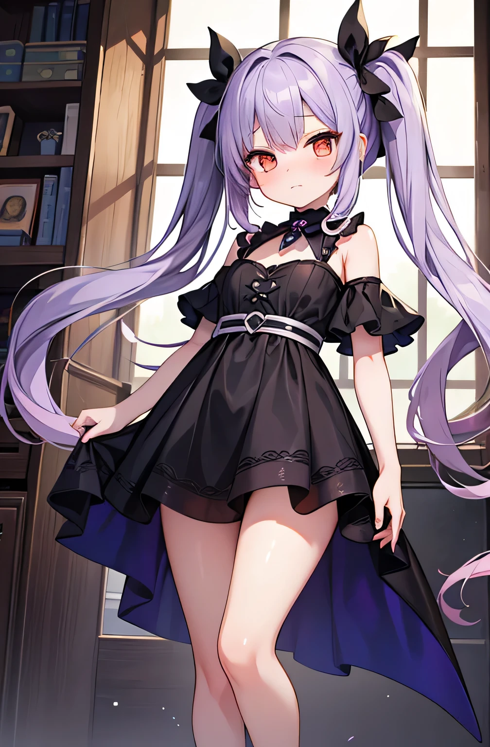 ((masterpiece,best quality)),1girl,solo,flat chest,chain, cuffs, shackles, broken_chain, collar, chained, handcuffs, barefoot,black and white hair, long_hair,metal_collar, solo, ankle_cuffs, broken, purple_eyes, very_long_hair, ball_and_chain_restraint, bound, bdsm, cleavage