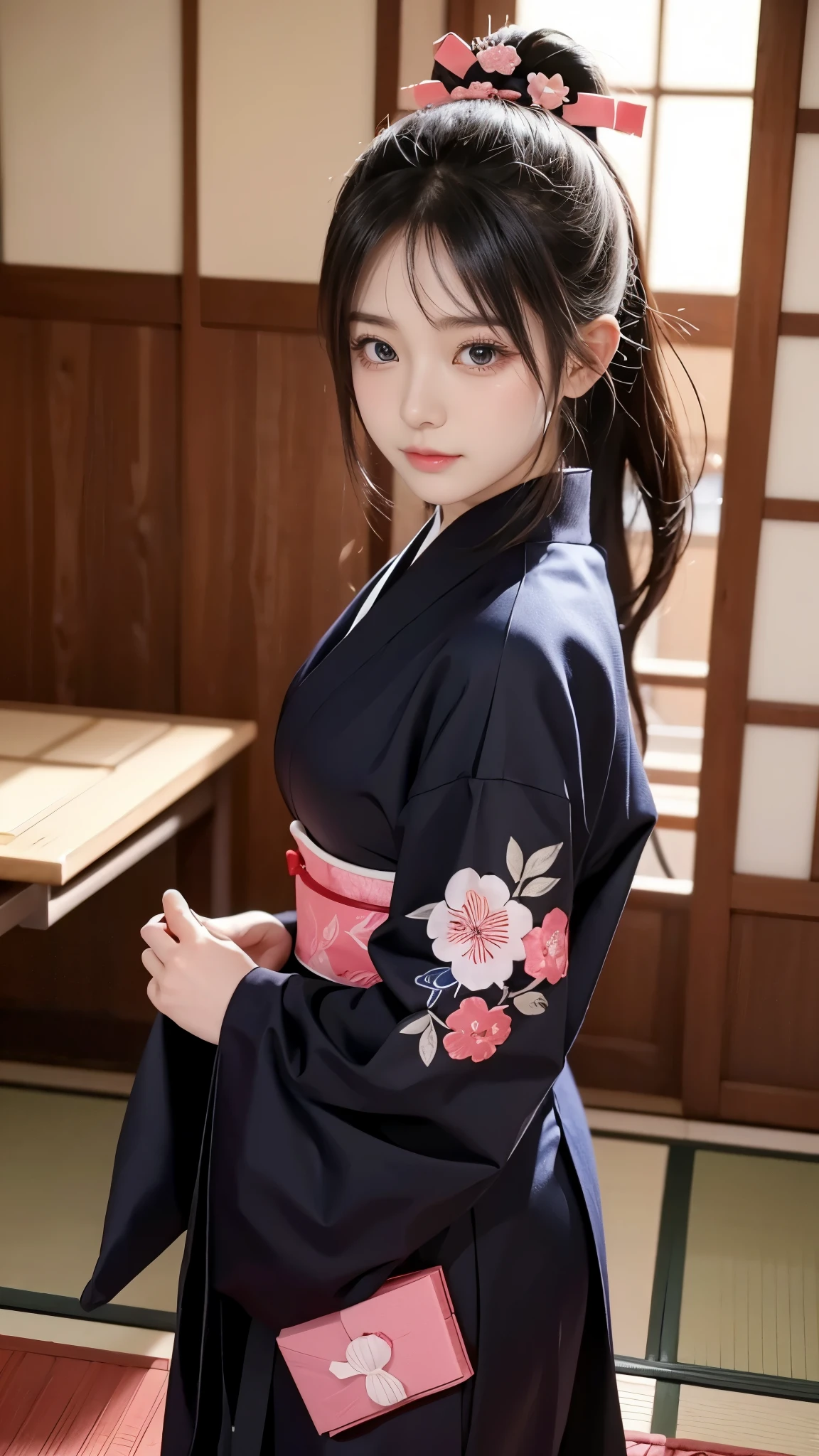 Beautiful Japanese Ninja Girl 、Mid-s、Cute Japanese idol、do not' Doesn't Look Korean 、There are no Korean characteristics 、Unlike the Chinese、 No Chinese character 、 Live Action 、 film art style, Cinematic Light , Lomography 、 short wolf cut hair 、 Athletes、I'm training and I'Meter thin、( sexy smile:1.2)、 very big breasts、 saggy breasts、nsfw、Immerse yourself in a world of lust and lasciviousness、 Very Tight Tiny Tube Tops 、( slender body line)、( sexy model pose with legs spread out、 female ninja in quest)、Japanese Naginata、autumn leaves、Ninja costumes 、Protected by scaly metal strips 。、( Assassin)、( detailed hands、 perfect right hand)、 top quality、8k、 RAW photos 、 super high heels、 reality、 Masterpiece