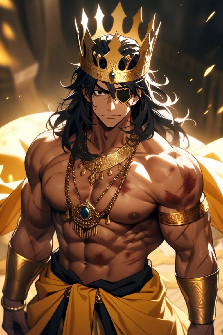<hypernet:VelvetAnime:1> 1guy, Persian king, gold chains, gold necklace, ruthless, angry