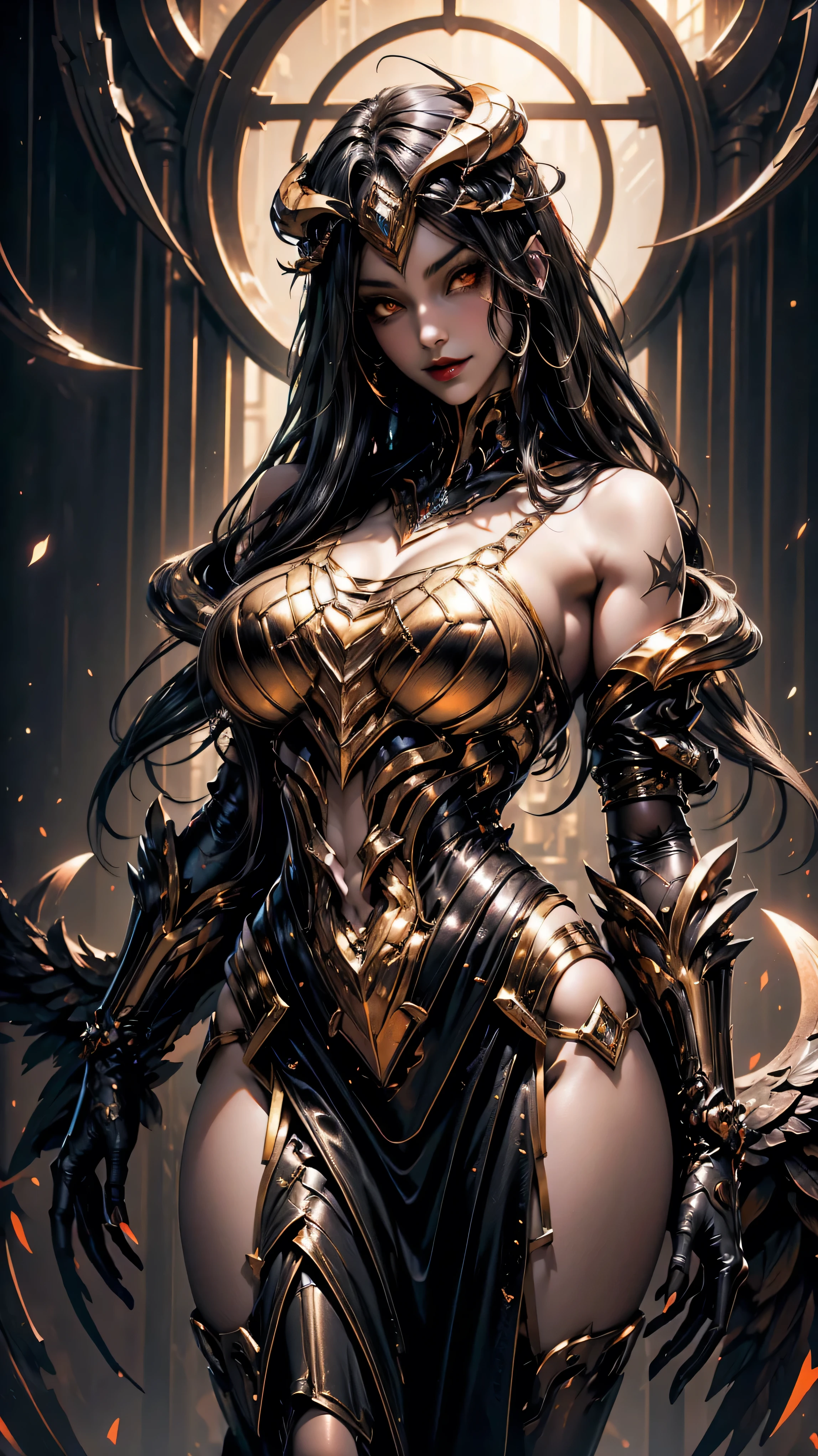((Simon Bisley)), Beautiful full-bodied woman, 30 years old, muscular and perfect body, fierce warrior, armor full of metallic tips and chains in earthy red tone, absurd details, absudres, Frank Frazetta, with micro clothes, almost totally naked, with little clothing, tiny thong, large breasts, generous neckline, lots of metal in the clothes, fantastic art clothes, hair fulfilled or short, brave face, dark kingdom, sexy pose, fantastic landscape, adult fantasy