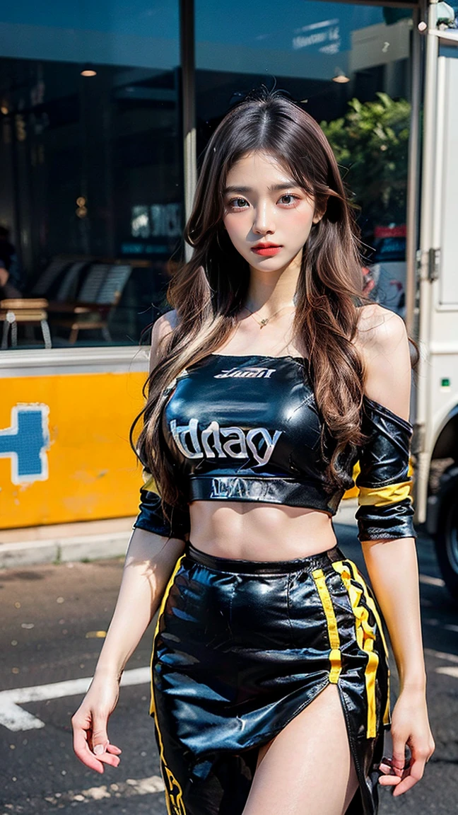 Girl beautiful detailed face medium chest in leggings sexy cosplay athlete