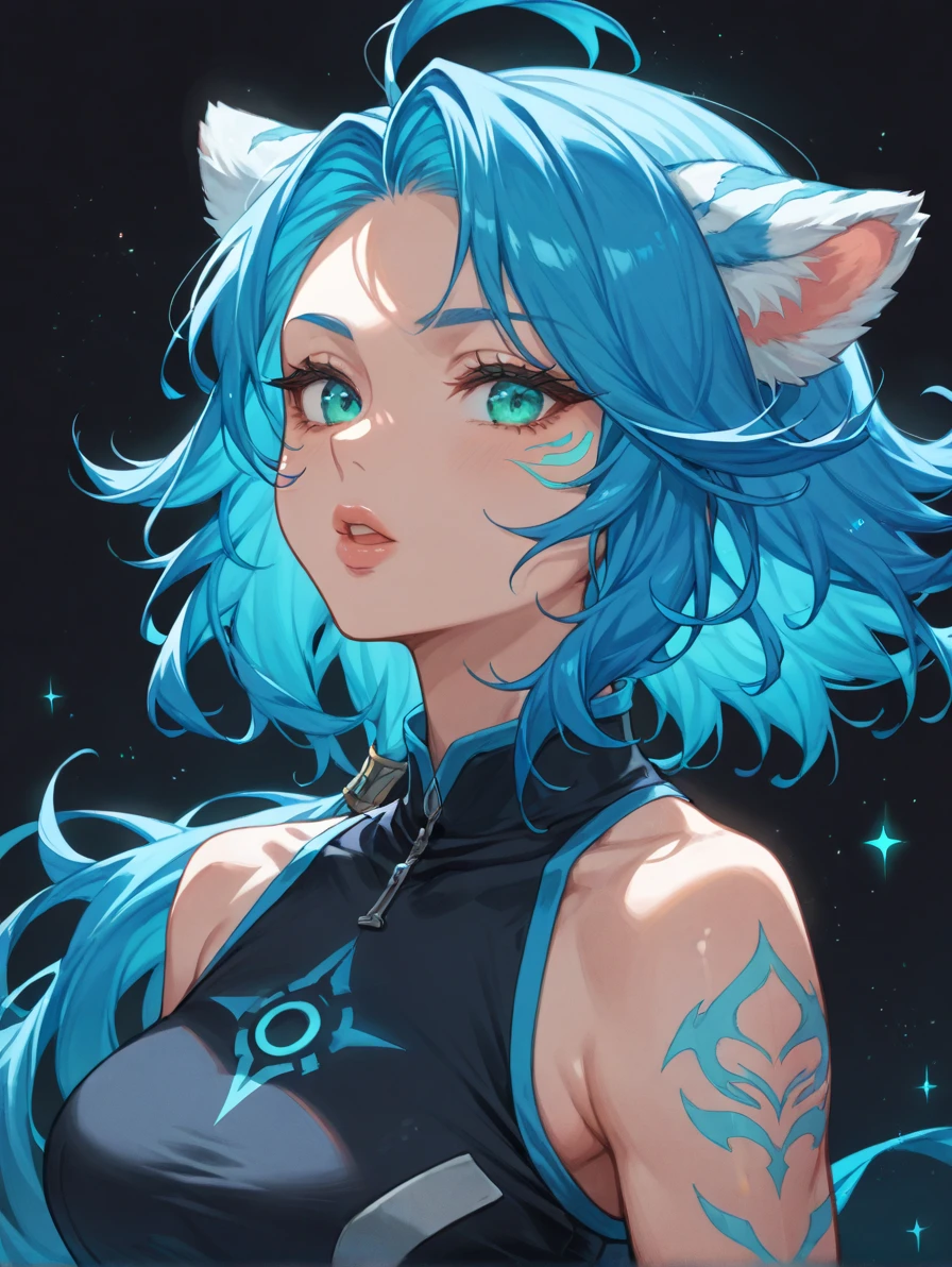 anime digital painting, 1girl, woman, pastel goth sweet girl, [:outlandish, sexy costume design,:0.2], bombshell punk hair, ultraviolet hair, Shaggy Layers, leather skirt, bombshell hair, reflective color:darkslateblue metal hair, hair over one eye, chubby, narrow waist, medium breasts, caucasian <lora:EnvyStarlightDivergent01e:1.25>