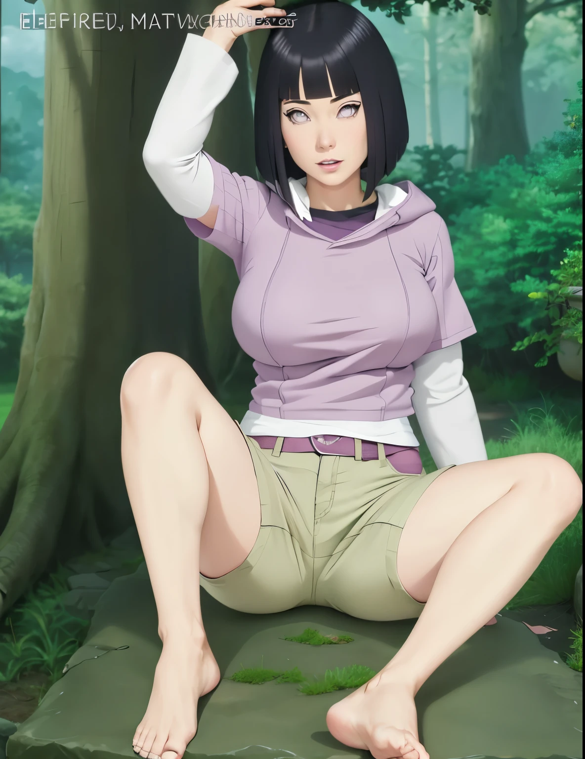 Nuses big breast stunning pussy ,tacones , in the forest