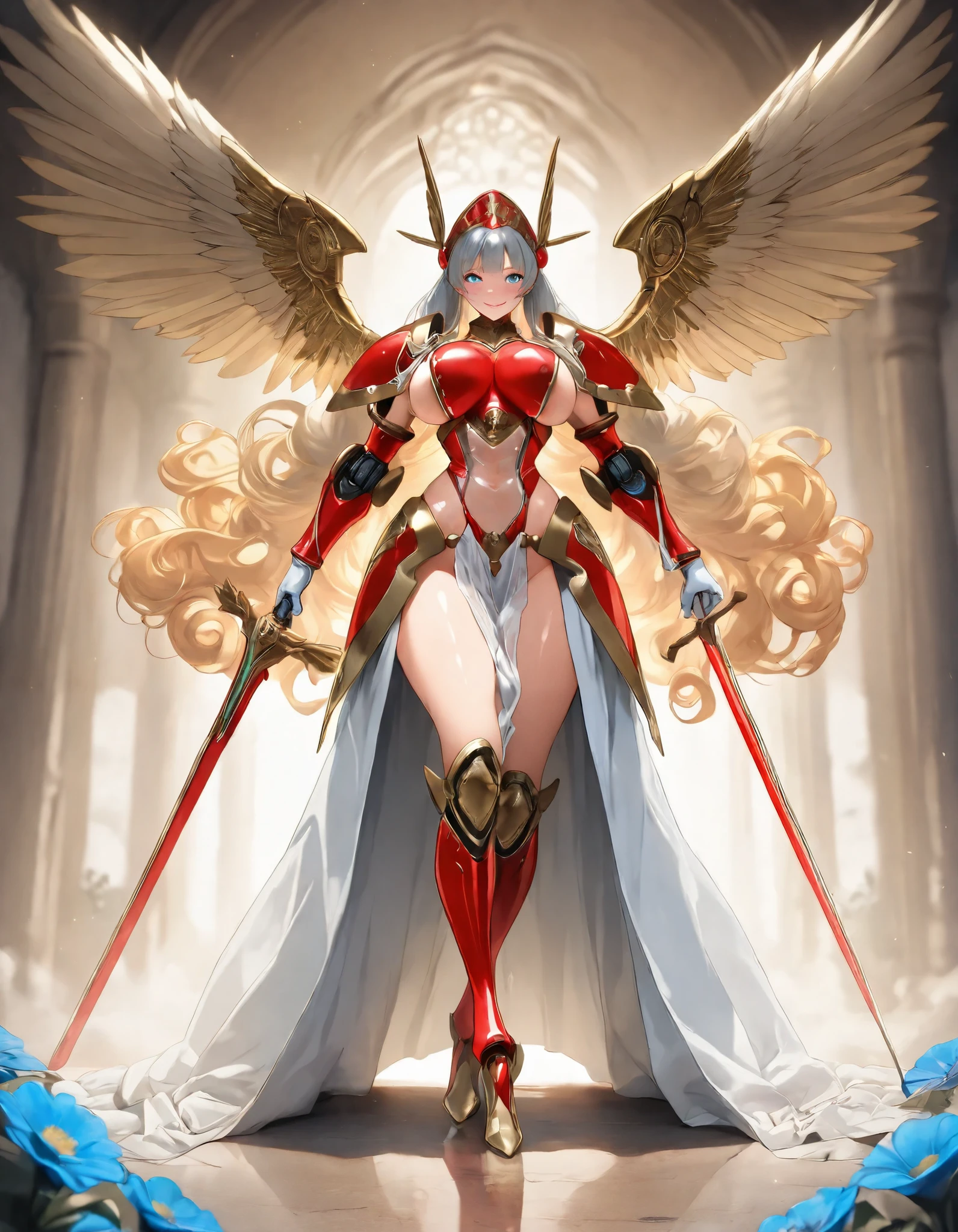 Quality over 8K, a female angel,Sexy,Long Blonde Hair,Anime,Goddess,Symmetrical blue eyes,Ultra detailed eyes,Transparent lingerie,forest,Sword,golden wings,Full body,hyperdetailed lips, hyperdetailed face, Double eyelids, Ultra Detailed feet,で,Beautiful legs,Tight boots,Full Leg Priestess、valkyrie、Angel wings、a navel、sideboob barbosa、with an intricate、Particles of light、thighs thighs thighs thighs、shinny skin、Perfect litthing、1girl in、looking at the viewers、Winged headgear、pelvis curtain、A smile、(masterpiece)、(top-quality)、Very gigantic-breasts、maternal、Porcelain Skin、honey blonde hair、Very long hair、hair wavy(valkyrie,Paladin:0.6),Angel wings,with an intricate, Perfect Lighting, Looking at Viewer,(masutepiece), (Best Quality)(valkyrie,Paladin:0.6),Angel wings,with an intricate, Perfect Lighting, Looking at Viewer,(masutepiece), (Best Quality)(ValkyrieArmor:0.5),(Winged headgear:1.1),School Girl,,with an intricate, Perfect Lighting, 1girl in, Ponytail, Looking at Viewer, Smile, snulight,creek,blazing(masutepiece), (Best Quality),thighs thighs thighs thighs 、a beauty girl,red color mecha,As graceful as a swan,Enchanting,Long grey hair,Red body,Fluorescence line,White hands,lab room,FutureTech,Red indicator light on the body,Full body photo,standing on your feet,dreamy scene,,dyna,super detailing,Cell shade,8K detail post-processing,magnifica,hyperphotorealism,8K,epic composition,intricate-detail,unrealengine,Flying,Laser Cannon,Holy Angel Mecha,Mechanical exoskeleton,whaite hair,golden pupils,flower sea,Eventide,Angel Maiden,Angel wings,White long skirt,war,Top quality combat stance, 4K, masutepiece :1.3), short petite pretty woman, Blue-haired、Curly hair、length hair、Colossal tits、 Ultra-detailed face、maid clothes、Detailed eyes, sluttish, Pose Seductive, Smooth skin, (huge-breasted), Round breasts、red blush。kawaii、Shy、1 crying face、nightcity、Sateen、Kimono without sleeves、A dark-haired、Holding a weapon with blood on it、Looking at the camera、Cherry blossoms are d