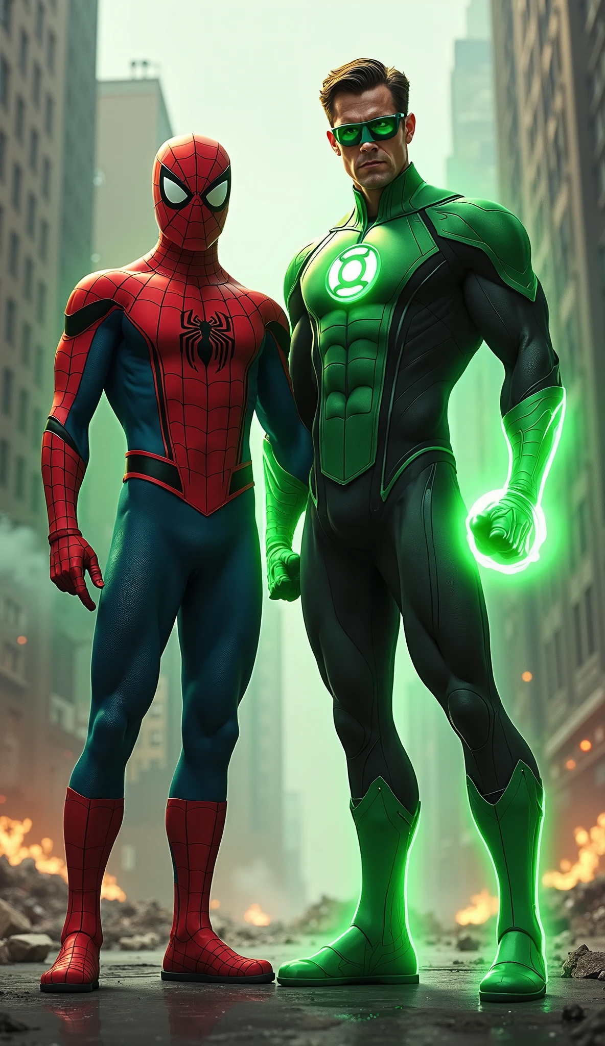 GreenLantern and Falcon fight scene. Ultra HD high resolution 4K 
