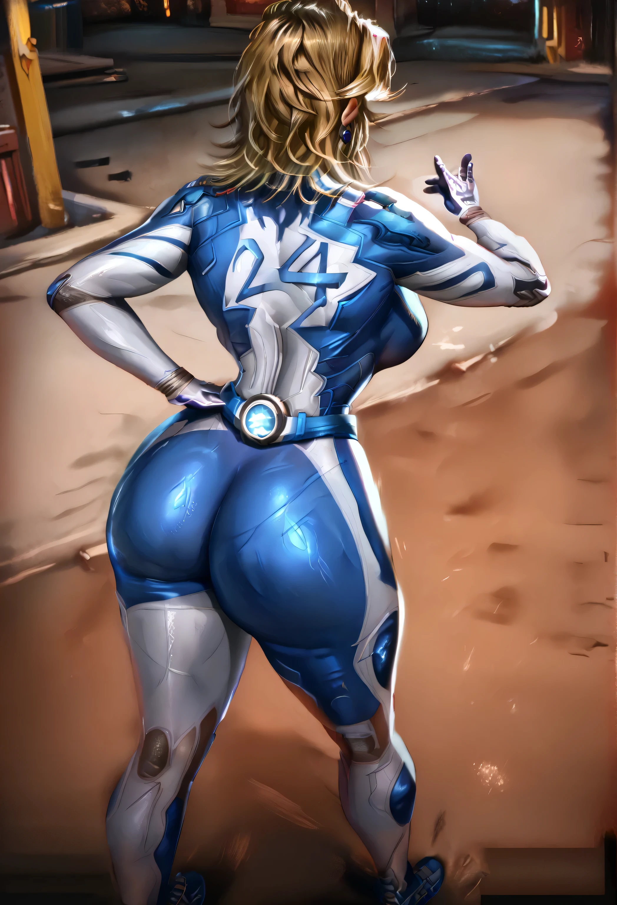 8k full body view 1woman, ((body made of glowing energy:1.4)), (no face:1.5), silver skin, (pale skin:1.5), (big hair woman:1.4), ((super saiyan hair:1.4)) ((stands confident)), ((side view)), highly detailed, ((large ass:1.2)), ((gigantic breasts:1.1)), majestic, (((electrical energy))),(leotard), digital photography, (masterpiece, sidelighting, intricate details)