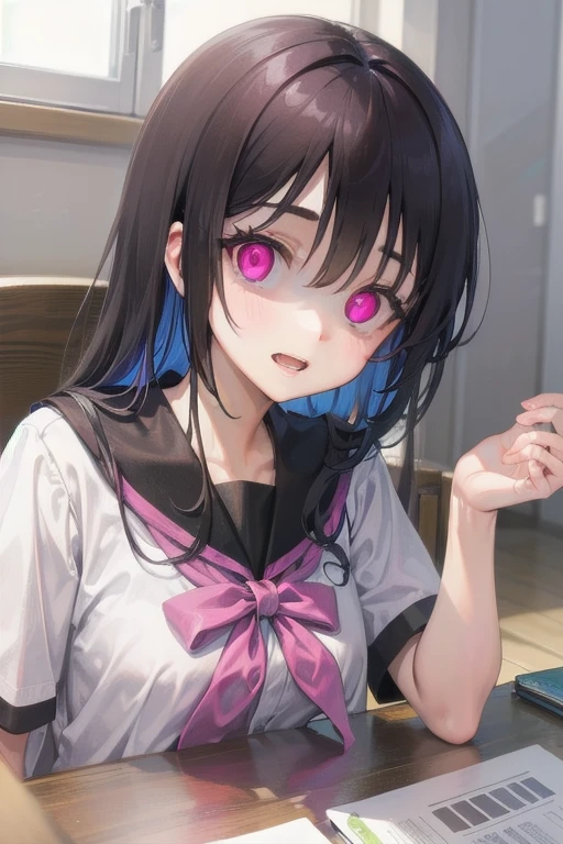 (highest quality:1.4), (High resolution:1.2), Sharp contours, Long Hair, highest quality, masterpiece,Glasses,Voice of the Heart,yandere,Browsing Caution,nude,facial,Excessive ,Chest to chest,Ecstasy,saliva,blush,Heterochromia iridis,Colorful Hair,Dynamic configuration,