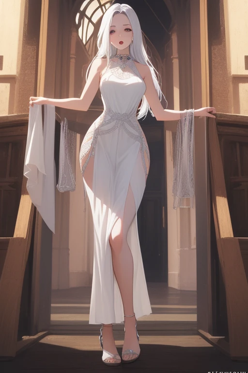 (Masterpiece:1.2), best quality, (illustration:1.2), (ultra-detailed), hyper details, (delicate detailed), (cinematic light, best quality Backlights), clear line, soloist, perfect body, nude, (1girl), disheveled shoert hair, short white hair and grey eyes, expresive eyes, looking down, sexy face, open mouth, barefoot, big breast, (shy: 1.2 ), (makeup), high contrast, (best illumination, an extremely create and beautiful), legs open,