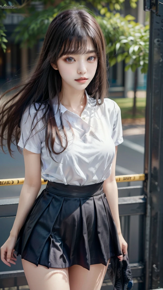 8K、Elementary school beautiful girl、A dark-haired、detailed beautiful faces、very short pants, ひまわり畑、Very strong wind、decolletage、Sit on the buttocks