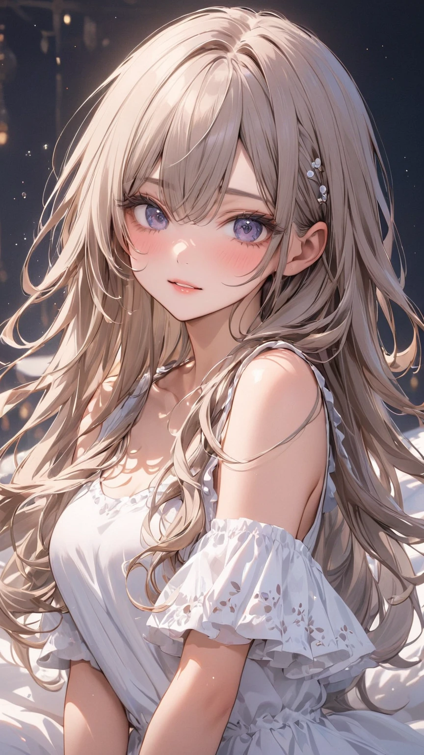 Galaxy Alice,Alone,1个Giant Breast Girl,Permanent,long whitr hair,The upper part of the body,A brown-haired
