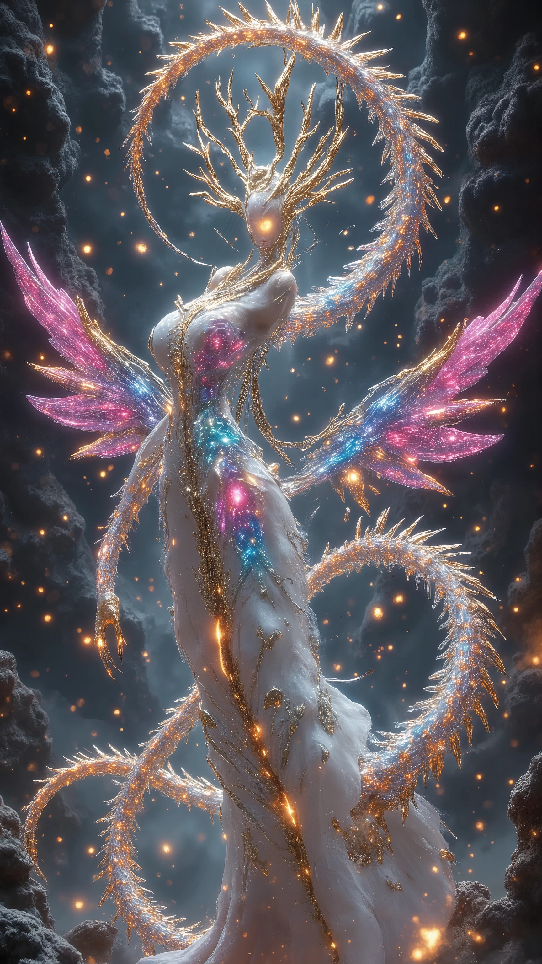 设计一副好莱坞香艳大师创意设计的绚丽Magnificent Mega Production 电影宣发版超级 Delicate and Exquisite 海报。 classic and elegant ,Creative geometric structure character layout, epic production scene ,特种镜头多horn度拍摄, multiple scenes stitched and nested 。(Super real、Super complex、 super detailed 、Super-sharp 、Super clear、Super-sharp 、HDR、 super high quality output、 Super Visual Effects Engine secondary rendering :2)。 Mythical Fantasy Cyber Monster, Monster, Fake Queen, Idol Group ,Personalized Fury team array,女主horn群像,Combines (Centaurs, Centaurs, Centaurs, Centaurs:1.8)、 facial features Axial asymmetry 、 High-tech beauty 、 pink fun charm 、粉红情趣魅魔等horn色, the Queen's team ,超过五位horn色。重点突出horn色特点:Beauty、Tear mole、 Blonde 、 Pony Real GuoFeng 、 mini fairy fairy 、 explosion curve 、 golden ratio 、 lean ribs with ultra-low body fat percentage 、(Jelly feeling, super huge and heavy chest is swollen:1.8)、Super slim legs 、Slim and narrow ribs, waist and abdomen、 sexy waist-to-hip ratio 、Hate the sky、pride、grace、Strong at heart、Colorful、gorgeous、sacred、 make full use of the picture space 、超越现实与常规的Sexual tension,horn色造型。 mythological genetic adjustment , use top artistic guidance makeup props ,Metals used、gem、 tall and beautiful body ,3D Printing,超现实调整horn色的外观,使horn色们生理完美、 genetic adjustment 、 Tentacle-like appearance 、Fantasy and sexy,(一体化完美融合精密衔接无缝嵌套生化赛博Mythological Creatures特征:horn、Feather、Chitin 、scale、tail、tentacles, etc.:1.8)。(Concentrated computing power to use the real physics engine to make the ultimate use of the screen space,Creative design details, use camera language Non-direct 、Metaphor 、暗藏玄机horn色殿堂级的性特征与超凡Sexual tension:1.8)。以软情趣 cyberfantasy 饰品隐形打码, makes the picture match 14 + review requirements ,Special sensitive areas,Artistic decoration。流媒体 creative moves ,Stereo画面张力,3A masterpieces character collaboration and interaction。 half man half man half horse , The Succubus dancer with a grand mood , fragrant picture , polymer and other materials , superb technical movements , complex terrain , style architecture , interactive 。 crystal foot ring , dynamic costume ,grace体态, new Chinese style 、西式gorgeous混搭,The contrast between majesty and charm,horn色造型。 partner , innocence shines , multiple color light , surrealism ,realism,visual effects。 Starry sky super giant logo , shines brightly ,Ancient runes, like a meteor drawn 。( keywords:Magnificent Mega Production 、 Delicate and Exquisite 、 Movie Poster 、Sexual tension、Artistic decoration、 top visual effects 、 cyberfantasy 、 biochemical fusion 、 creative moves 、Stereo、Mythological Creatures、 the Queen's team 、女主horn群像、 interactive 、horn色造型、 surrealism :2)。
