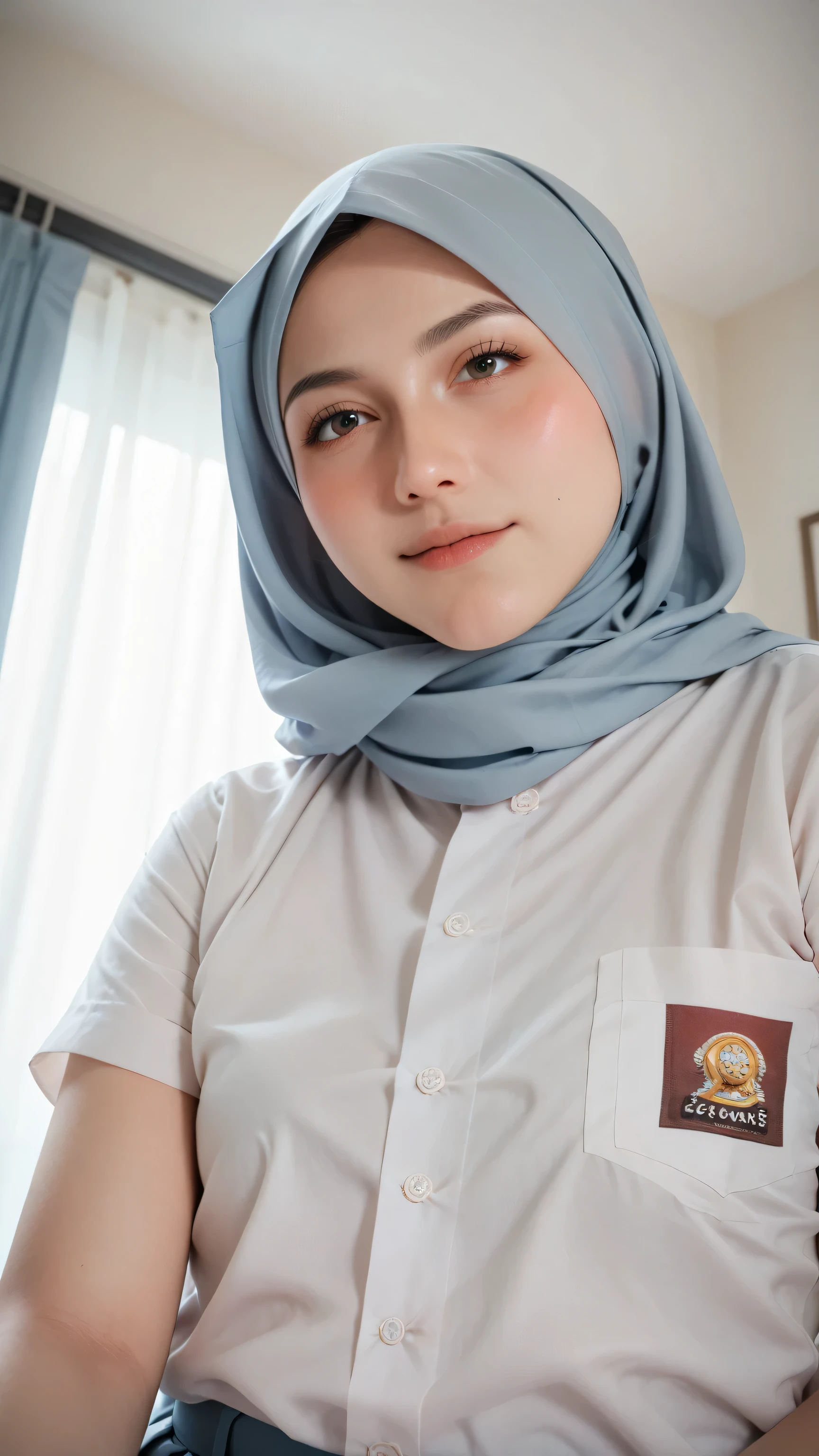 Score_9, Score_8_up, Score_7-up, Score 6-up, ScoreS Score 4_up, Source anime, Tag1,wearing indonesian high school unifrom, hijab, ,20 years old,Tag2, Best quality, High quality, Detailed, High resolution, 8k, Ultra high res, Soft saturation, Professional quality, Perfect contrast, Perfect litthing, Anatomically correct, Perfect face, Face perfect, Perfect hair, Perfect eyes, Perfect body, Perfect chest, Perfect arms, Flawless skin, Clear face, big breasted, Wide hips, blush lines BREAK low-angle view,sleep on bed, , nude, wet hair, wet body