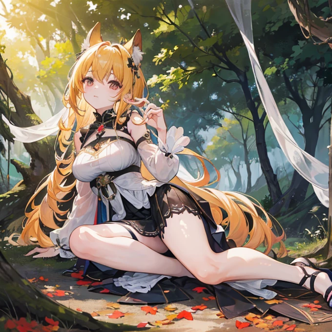 (masterpiece, best quality), beautiful girl,Raphtalia, racoon ears, lying, masturbation from below, Grab your own breasts, One girl, Spread your legs, Raise your legs (detailed beautiful eyes) medium body shot, underboob, visible bellybutton, white and gold garments