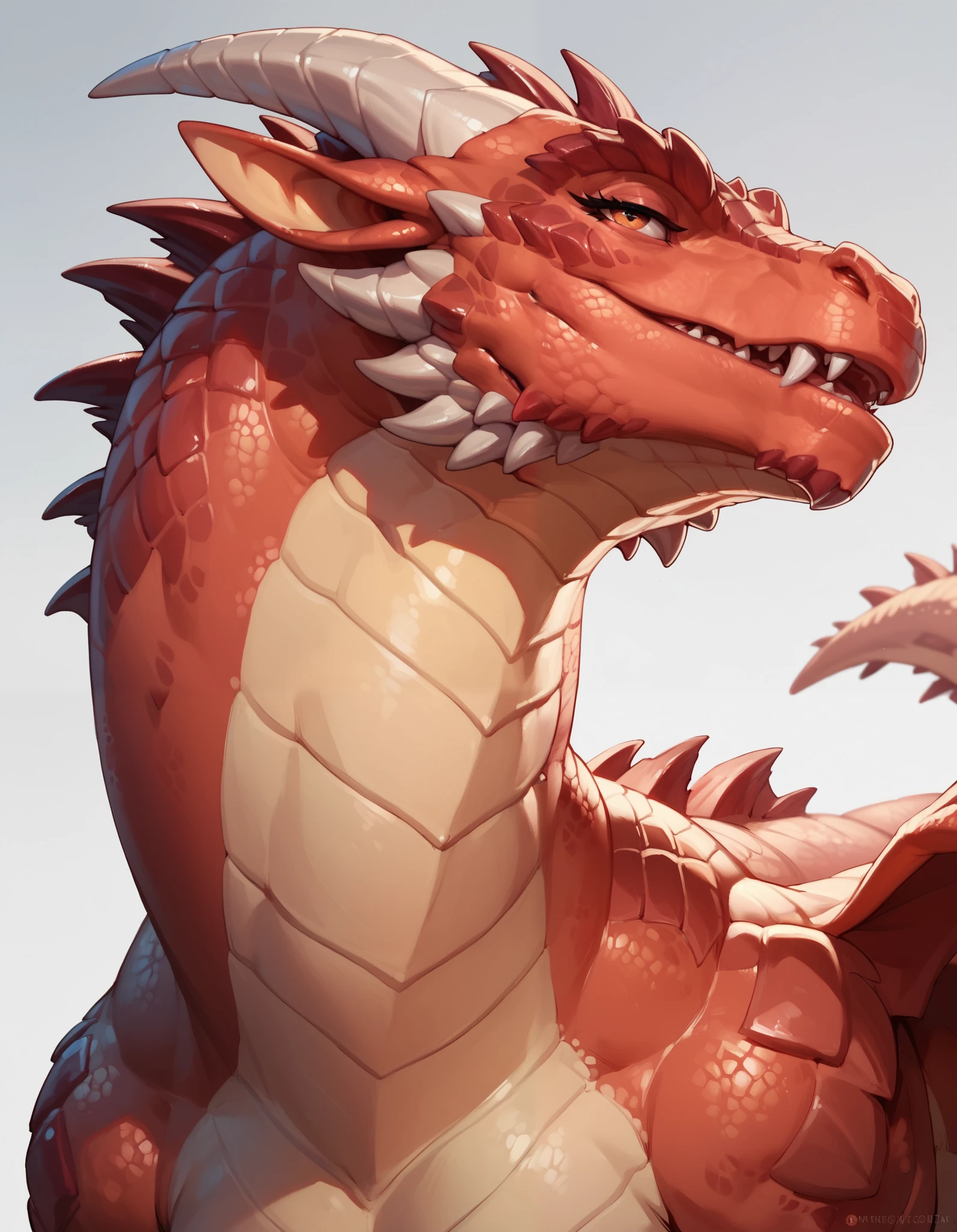 Dragon, red dragon, feral, female, sexy, hot, red scales, bedroom eyes, head shot, moaning